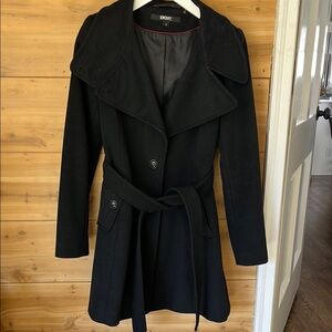 DKNY Women's Black Belted Coat